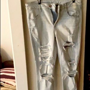 Women distressed light wash jeans size 14